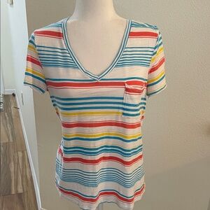 Colorful Striped V-Neck Tee